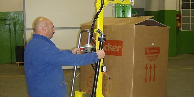 handling large size cardboard cases.