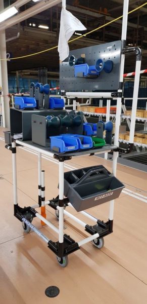 20180913_140706 work station trolley for Lean Manufacturing automotive industry